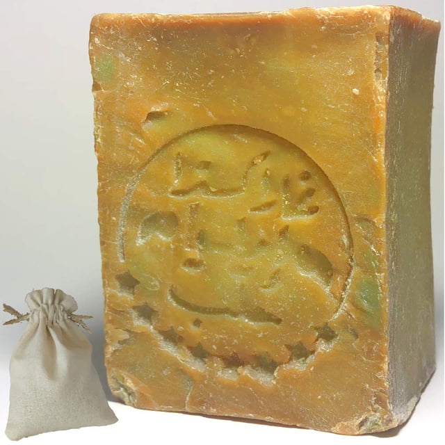 Jabón de Alepo - 8 oz cada uno -%25 Aceite de Laurel %75 Aceite de Oliva Virgen Natural con Bolsa de Algodón