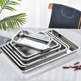 thumbnail image 2 of 1Pcs Grill Meat Deep Stainless Steel Tray Rectangle Kitchen Accessories Steamed Rice Sausage Plate Barbecue Tea Storage 27x20x4.8cm, 2 of 6