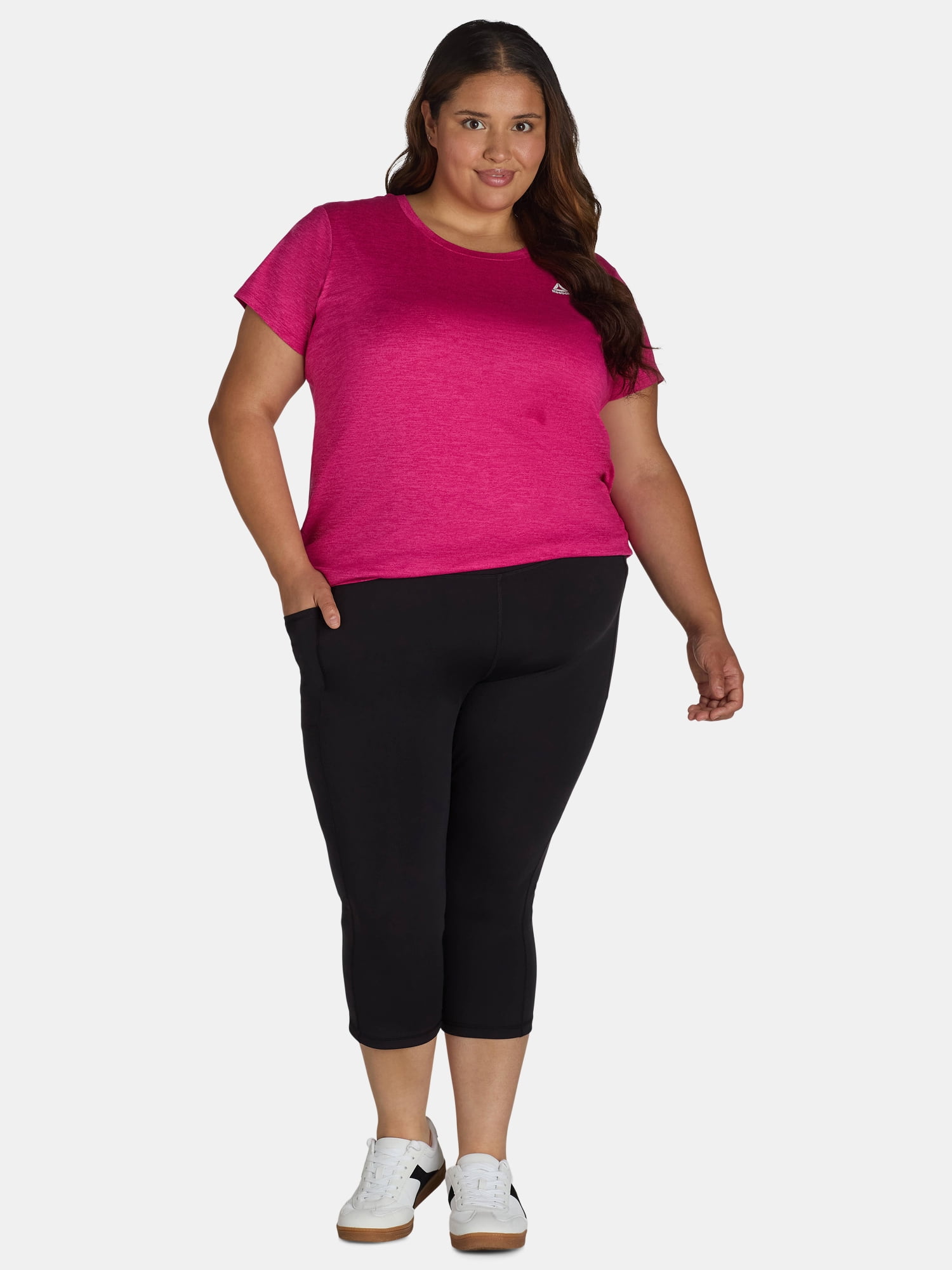 Reebok Women's and Women's Plus Highrise Everyday Capri Legging with 20" Inseam and Side Pockets