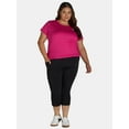 thumbnail image 2 of Reebok Women's and Women's Plus Highrise Everyday Capri Legging with 20" Inseam and Side Pockets, 2 of 5