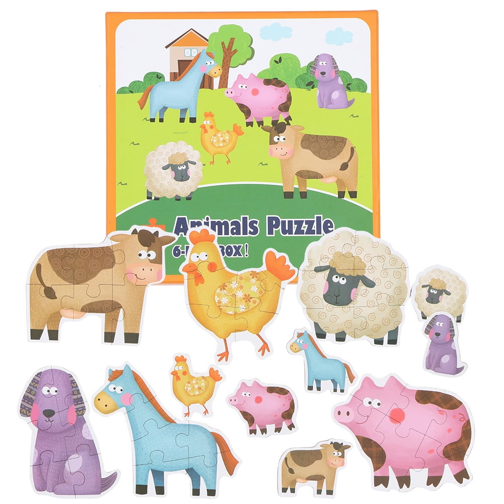 Wooden Puzzles Kinds Of Animal Jigsaw Toys For Kids Education Learning Toys 6L 