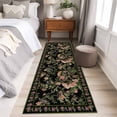 thumbnail image 4 of Runner Rug 2 x 6 Ft, Black Spring Floral Washable Non-Slip Floor Mat for Kitchen Hallway/Entryway, Elegant Pastoral Flowers Birds Retro Art Long Kitchen Runner Area Rugs for Living Room, Low-Profile, 4 of 8