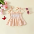 thumbnail image 4 of kpoplk Toddler Baby Girl Clothes Sleeveless Summer Outfit Smocked Strap Camisole Linen Pants Prety Spring Clothing Set Size 4-5 Years,Beige, 4 of 9