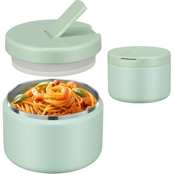 Neighborly Nook 12oz Insulated Vacuum Food Jar with Buckle Lid Wide Mouth Soup Thermo for Hot Food Leakproof Stainless Steel Lunch Container (Mint, 12OZ)
