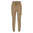 thumbnail image 4 of WTXUE Cargo Pants, Scrub Pants Ladies Multi Pocket Casual Pants Elastic Waist Corset Rope Pants, Slacks Pantalones De Mujer, Khaki, 4 of 5