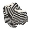 thumbnail image 2 of Joernso Women T-Shirt Shorts Suit Summer Striped Short Sleeves Round Neck Loose Elastic Waist Ladies Casual Tee Short Pants Suit Sports Wear, 2 of 8