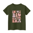 thumbnail image 5 of WTOBBY Summer Children's Round Neck Casual Short Sleeve T-Shirt Top "IN MY BIG SISTER ERA" - Girls Top for Play, School, and Pride,Army Green 100, 5 of 5