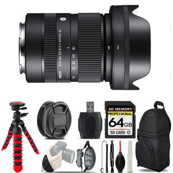 Sigma 18-50mm f/2.8 DC DN Contemporary Lens for Sony E  - 64GB Special Kit