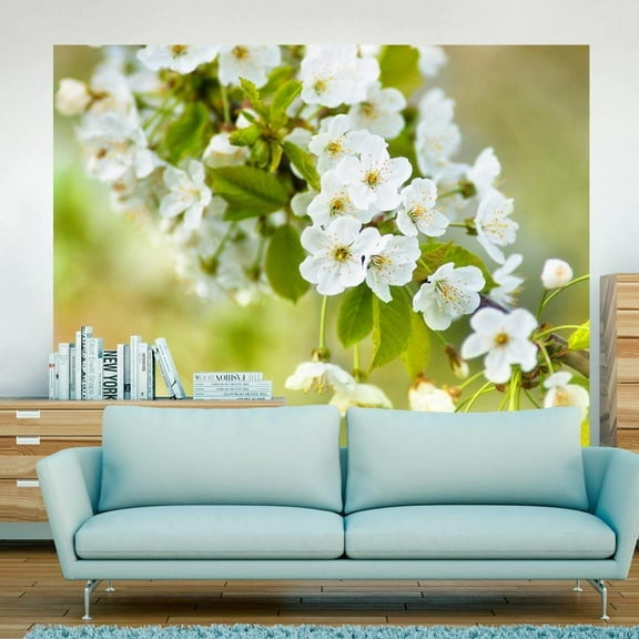 Tiptophomedecor Floral Wallpaper Wall Mural - Beautiful Delicate Cherry Blossoms