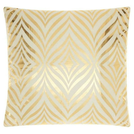 Nourison Luminescence Striped Ivory/Gold Decorative Throw Pillow, 18" X 18"
