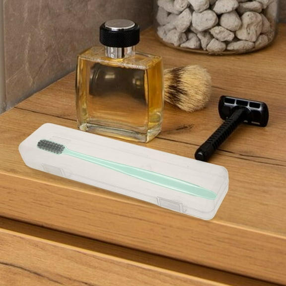 WHAMVOX Portable Travel Size Toothbrush Case Holder Clear Storage Container for Toothbrush and Toothpaste Hard Plastic Transparent 1 Set