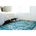 thumbnail image 4 of 2' x 3' Turquoise Blue and Ivory Traditional Rectangular Area Throw Rug, 4 of 9