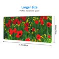 Red Poppy Field Farm Meadow Landscape Print Mousepad Large Mouse Pad