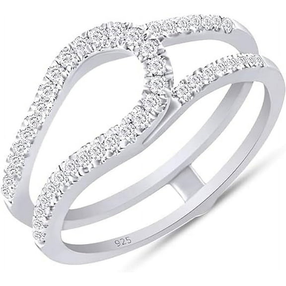 0.33Ct Round Cut White Diamond Enhancer Guard Wrap Engagement Band Ring 14k White Gold Finish-4.5