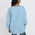 thumbnail image 6 of VISALY V Neck Pullover Sweater Tunic Sweatshirt Oversized Sweatshirt Casual Fleece Pullover Sweaters Cute Long Sleeve Shirts Tops Pullover Sweatshirts Half Zip Pullover Loose Sweatshirt Light Blue M, 6 of 6