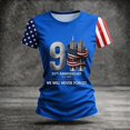thumbnail image 4 of Domzest 9/11 25th Anniversary Shirt for Women Never Forget Patriotic T-Shirt Short Sleeve Crew Neck USA Flag Graphic Tee Blue XL, 4 of 6