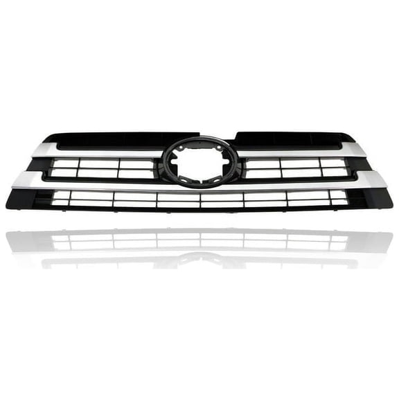 Grille - Compatible/Replacement for '17-19 Toyota Highlander/Hybrid LE/Plus/XLE - Main Upper, Silver Frame Black Insert, With Emblem Provision - 531010E230