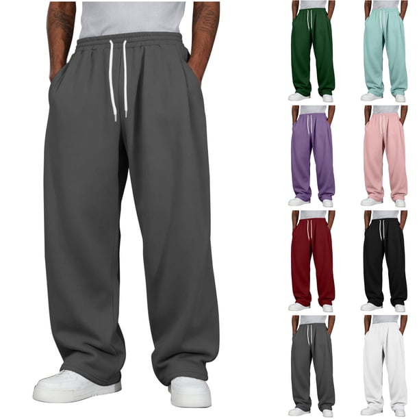 Pincandy Men's Casual Sweatpants - Elastic Waist with Drawstring & Side Pockets, Sporty Style for Workout & Daily Wear