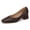 Brown, variant on Women Pumps V Cut Square Toe Mid Block Heels Dress Shoes Office Business