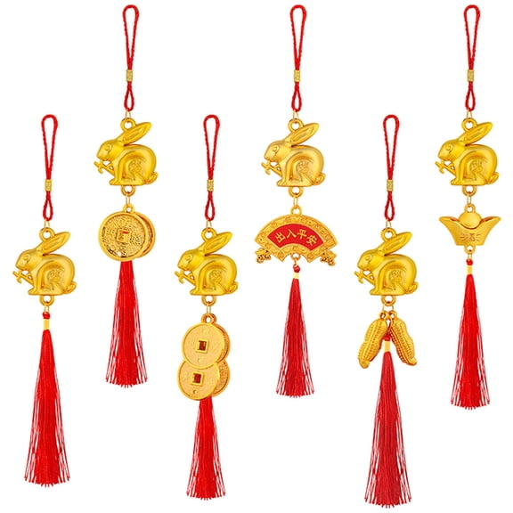 WRITWAA 6Pcs Lunar New Year Bonsai Ornaments Plastic Decor Symbolizes Fortune and Happiness