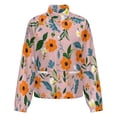 thumbnail image 5 of Jackets for Women Winter Coat Jackets Flannel Stand Collar Jacket(Pink Background Orange Floral Pattern,Size:S-4XL), 5 of 7