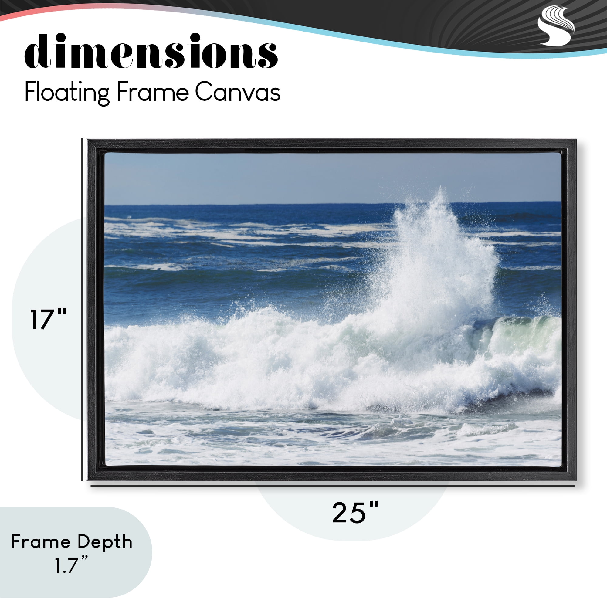 Stupell Industries Crashing Waves Splash Black Framed Floater Canvas Wall Art, design by JLM Photographs