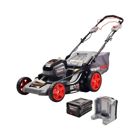 Powerworks 60V 21-inch SP Mower, 5.0Ah Battery and Charger Included,...