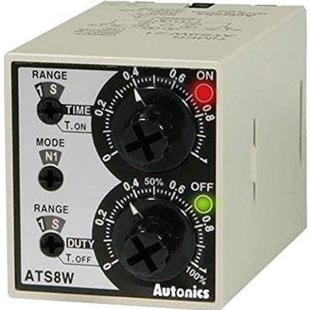 AUTONICS ATS8W-21 Twin Timer, 6-Mode, Multi-Range, 24 VAC/DC, W/Socket Base
