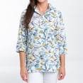 thumbnail image 2 of Elsie & Zoey Tessa Small Watercolor 3/4 Sleeve Collared Tunic Blouse for Women, 2 of 5
