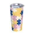 thumbnail image 2 of Taza térmica portátil de acero inoxidable con pajita y aislamiento de 20 oz para el mes de concientización sobre el autismo, 2 of 7