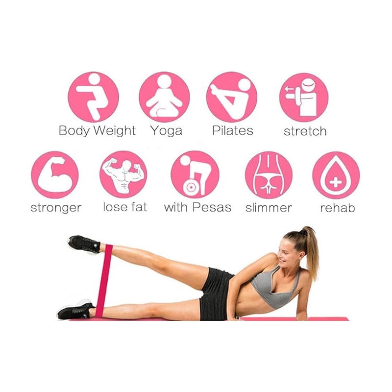 5 Piece Exercise Resistance Bands, Latex Loop Set. For Strength Training, Home & Travel