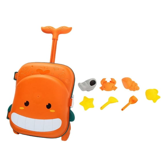 Children Beach Sand Toy Kid Pull Toy Holding Small Toy Outdoor Toy Luggage Pull Rod Box Baby Water Play Tool Sand Digging Tool Orange
