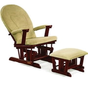 Shermag - Glider Rocker/Ottoman Combo, Cherry Finish, Fern Sage Microsuede Fabric Cushion
