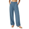 thumbnail image 3 of Stamzod Trousers Pants for Women Business Work Dress Pants Wide Leg Casual Trousers Slacks with Pockets Light Blue M, 3 of 7