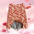 thumbnail image 2 of VISALY Valentines Womens Sweater Heart Sweater with Hearts Patterned Sweater Loose Sweaters Fall Tunic Top Fitted Pullover Sweater Winter Sweater Fall Sweater Soft Sweaters Pullover Sweater Orange L, 2 of 4