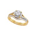 thumbnail image 1 of 10k Yellow Gold Round Diamond Cluster Bridal Wedding Engagement Ring Band Set 1/3 Cttw, 1 of 1