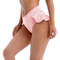 thumbnail image 6 of Women's High Waist Wide Waistband Ruffle Yoga Shorts Gym Workout Rave Booty Dance Mini Hot Pants Bottoms Active Skirted Panties M Pink, 6 of 8