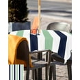 thumbnail image 5 of Hokiten Outdoor Tablecloths with Umbrella Hole & Zipper, Light Green Navy Blue Striped 60x60 Inch Square Tablecloths, Farmhouse Stripe Art Waterproof Table Cloth, Patio/Pool/Picnic Table Covers, 5 of 7