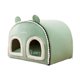 thumbnail image 5 of Casa para gatos con dos entradas frontales, tienda de campaña para gatos, para viajes al aire libre, base antideslizante, nido para gatitos, 20 x 15,7 Verde, 5 of 8