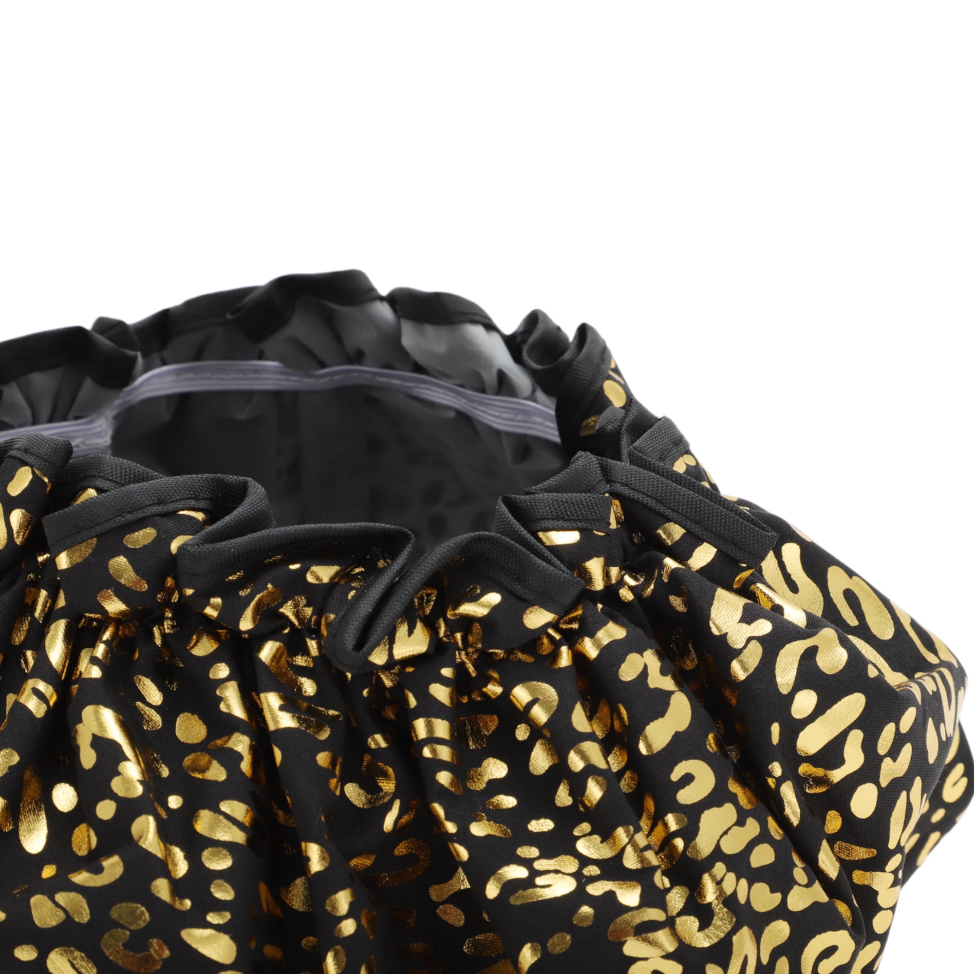 Unique Bargains Reusable Leopards Spots Shower Cap 3 Pcs Black
