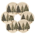 thumbnail image 7 of Yayeee 6 PCS Drink Coasters with Holder Set Woven Absorbent Round Tabletop Hot Pad, Cartoon Christmas Trees, 7 of 7