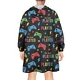 thumbnail image 2 of Wearable Oversized Blanket,Multicolor Controllers Games Icons Black Pattern Wearable Blanket Hoodie for Adults,Cozy Hooded Blankets with Super Pockets,Super Warm Fuzzy Pullover for Women & Men, 2 of 6