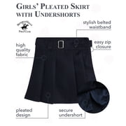 Beverly Hills Polo Club Girls School Uniform Skirt - Belted, Two Tab, Two Button Pleated Skort, 4-16