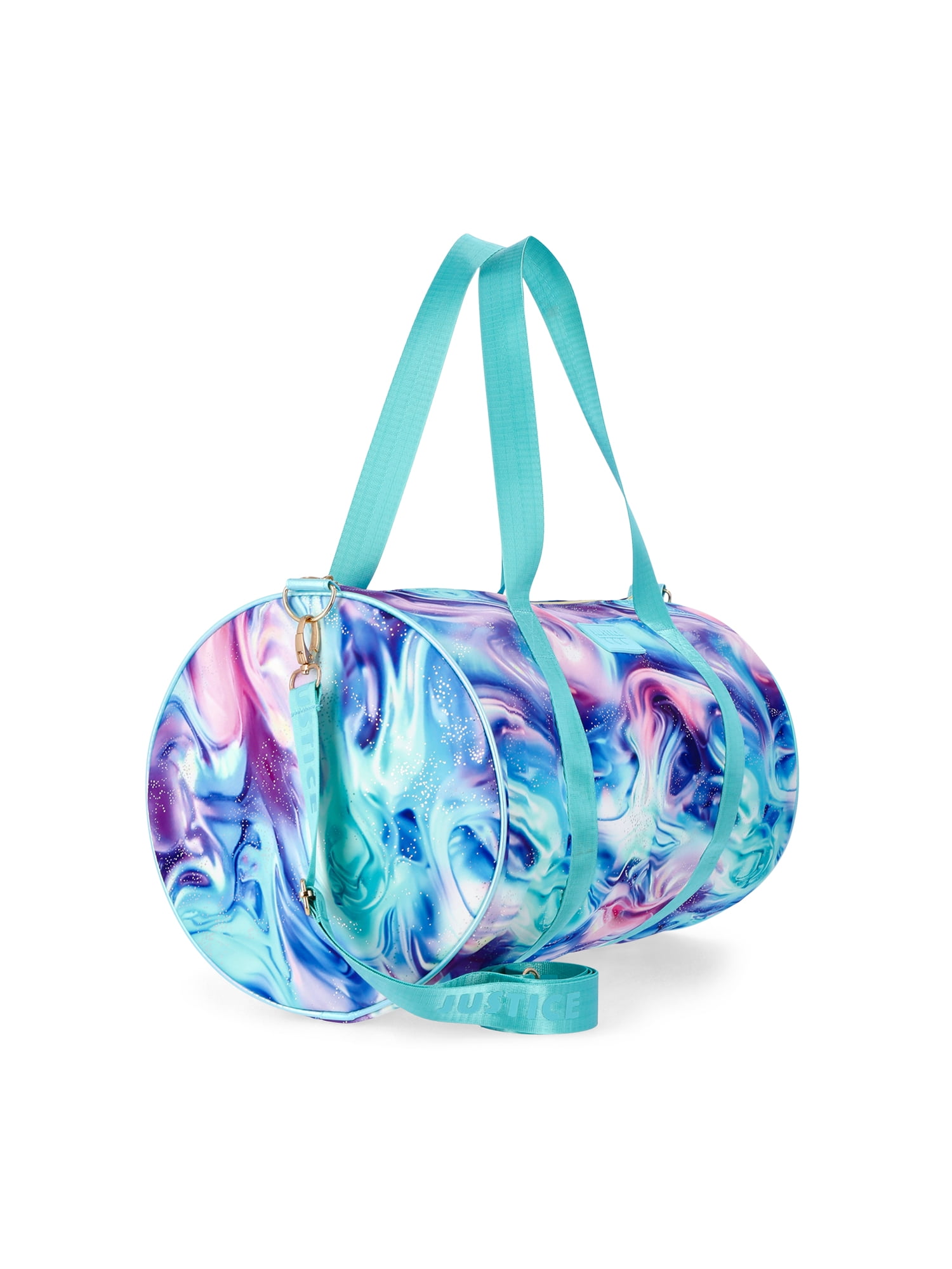 Justice Girls Print Round Duffle Bag, Blue