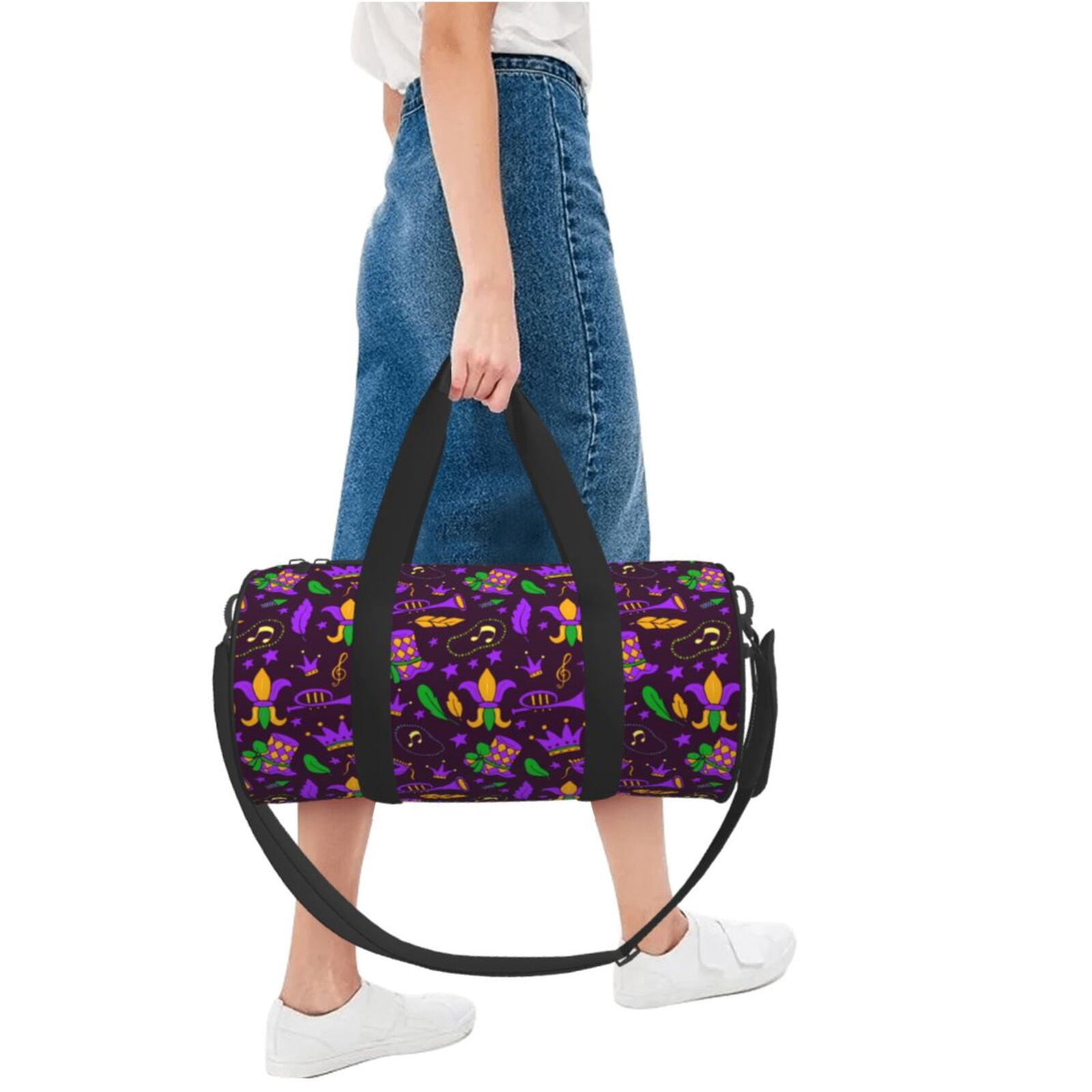 Vsdgher Mardi Gra2 45L Foldable Duffel Bag, Sports Gym Bag,Overnight Bag, Portable Weekender Bag for Airplanes