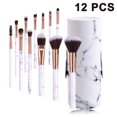 thumbnail image 1 of Brochas de maquillaje Juego de brochas de maquillaje de mármol profesional, cerdas sintéticas naturales suaves y sin olor, 12PCS + bolsa / caja de cosméticos con patrón de mármol Xemadio 2035511-2, 1 of 9