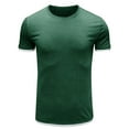 thumbnail image 4 of YYDGH Mens Short Sleeve Crew Neck T-Shirt Contrast Trim Knit Slim-Fit Tees Top Green S, 4 of 5