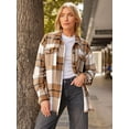 thumbnail image 2 of XINQIHANG Womens Casual Plaid Shacket Button Down Long Sleeve Shirt, 2 of 6