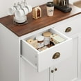 thumbnail image 7 of Coffee Bar Cabinet with Storage Modern Farmhouse Buffet Cabinet with 2 Drawers and Adjustable Shelf, Double Door Kitchen Cabinet, White, 7 of 7