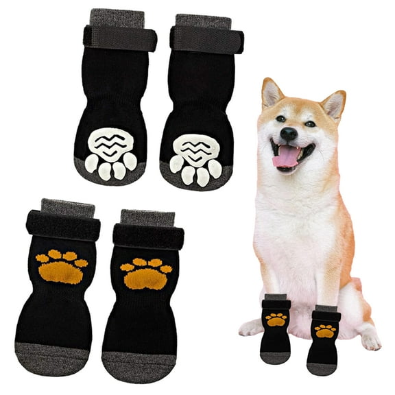 Anti-Slip Dog Socks Paws Stop Licking, 2 Pairs Dog Grip Socks with Adjustable Straps, Pet Paw Protector, Dog Claw Socks for Puppy Dog Indoor Outdoor Hardwood Floor Walking